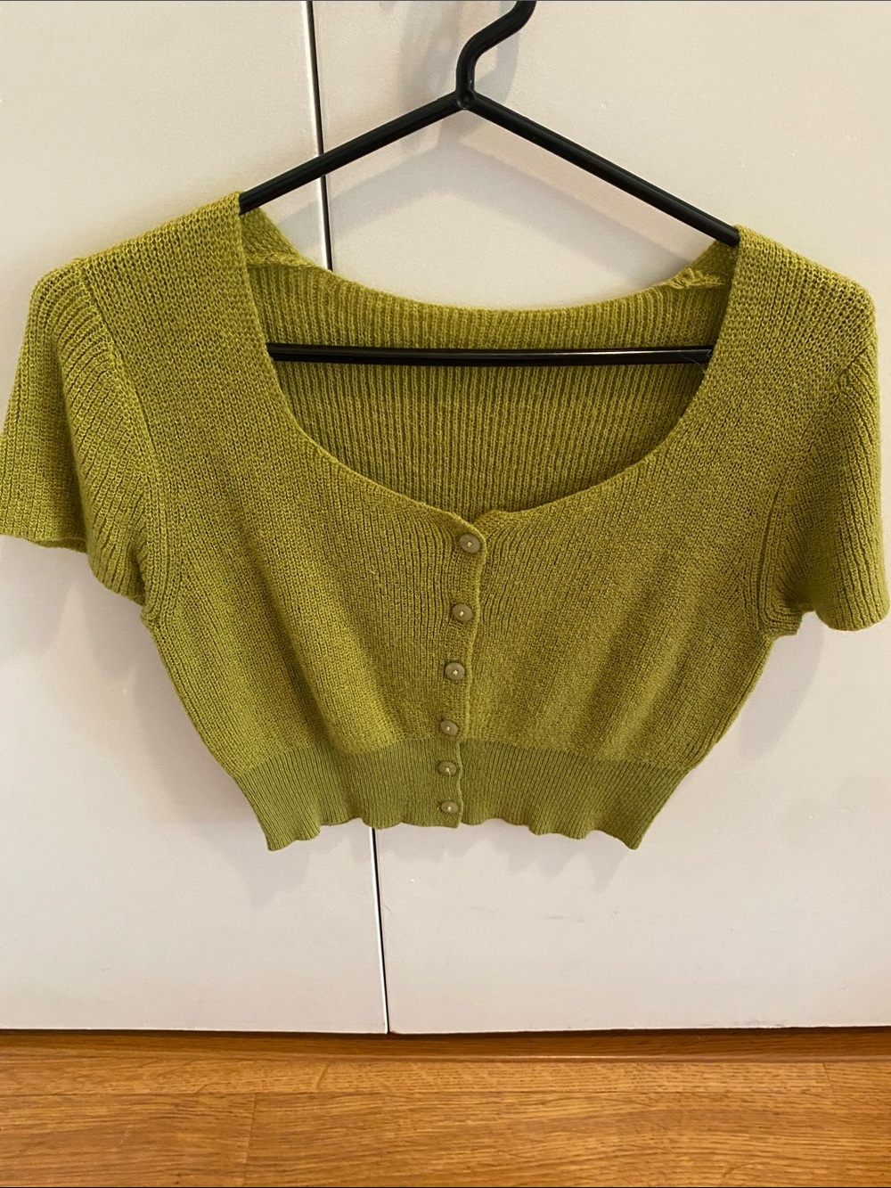Mo hair blend button up crop sweater  90s approximate size small Y2K